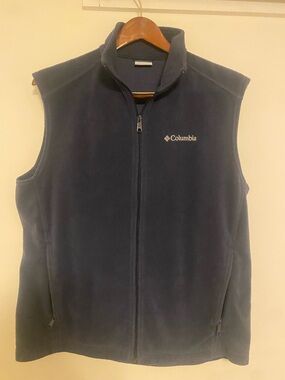 Columbia Men's Dark Blue Fleece Vest with Full Zip